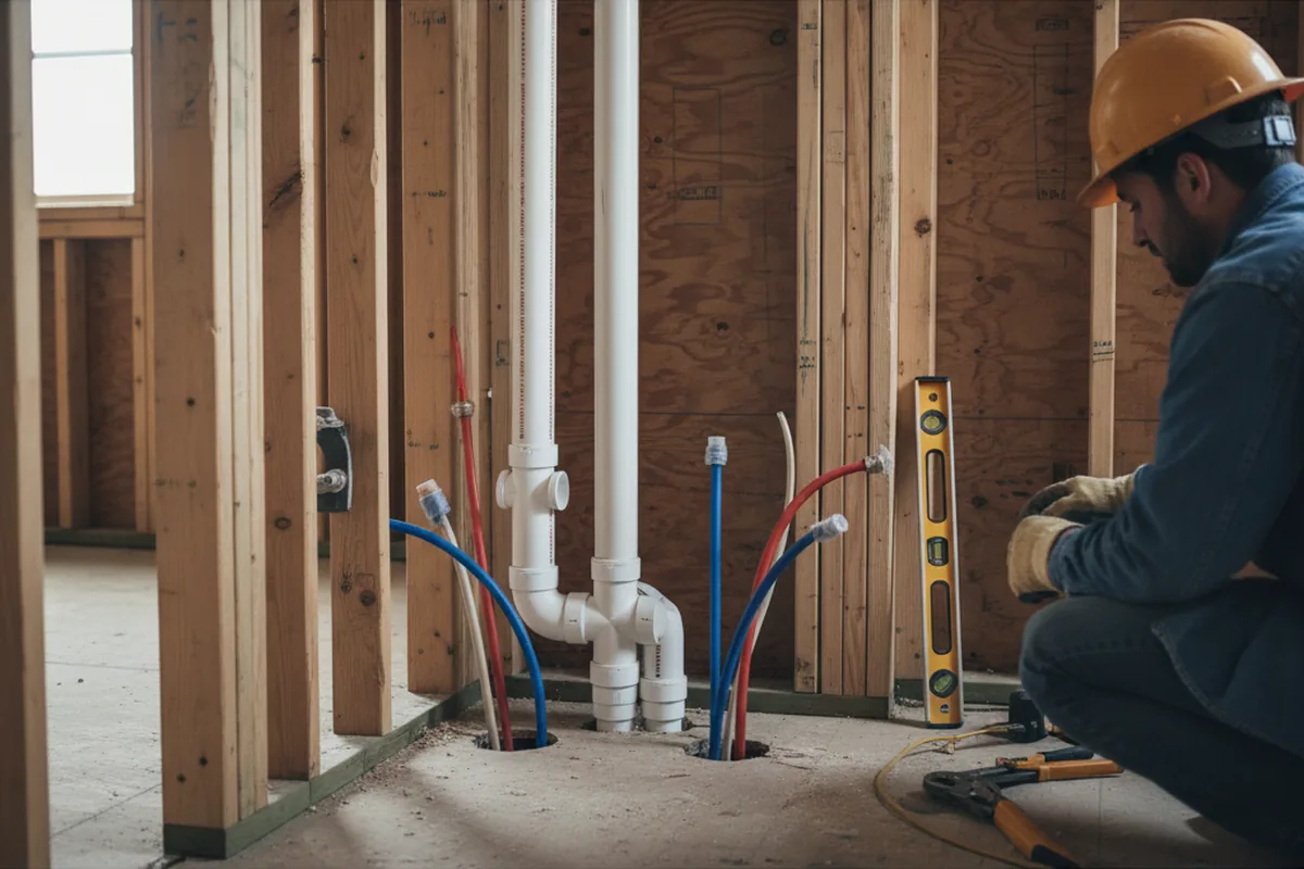 Drain and supply rough-in during Sump Pump Repair in Allred