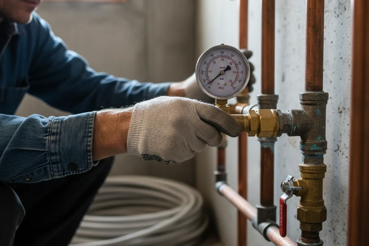 Pressure testing a repaired line during Water Line Repair in Allred